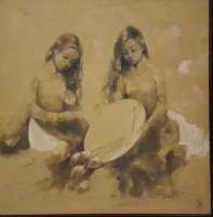 Phuong Quoc Tri, Girls with Lotus  - ArtOfHanoi.com