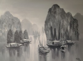 Nguyen Luu, Early Morning on Halong  - ArtOfHanoi.com